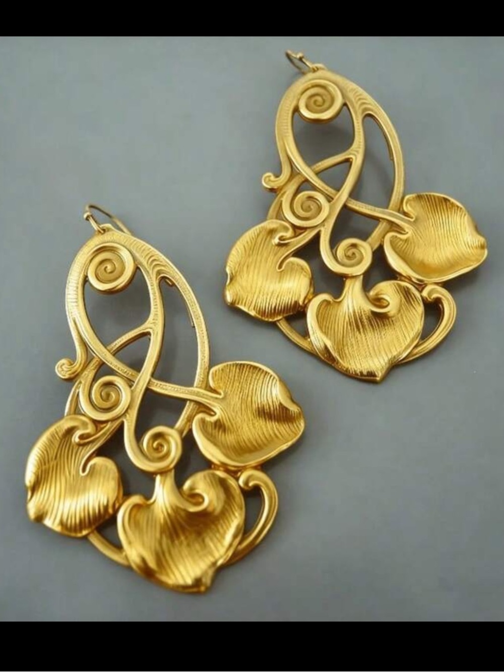 Gold Leaf Motif Drop Earrings - Elegant Women’s Jewelry